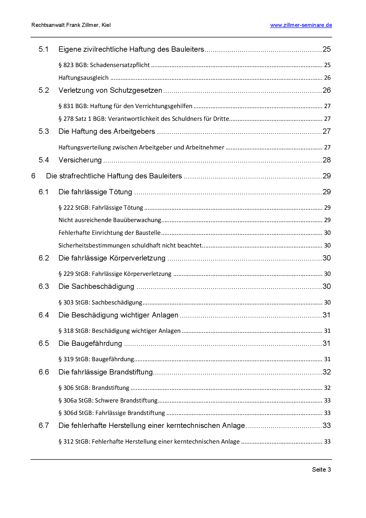 Inhaltsverzeichnis: Bauleiterhaftung Haftung des Bauleiters