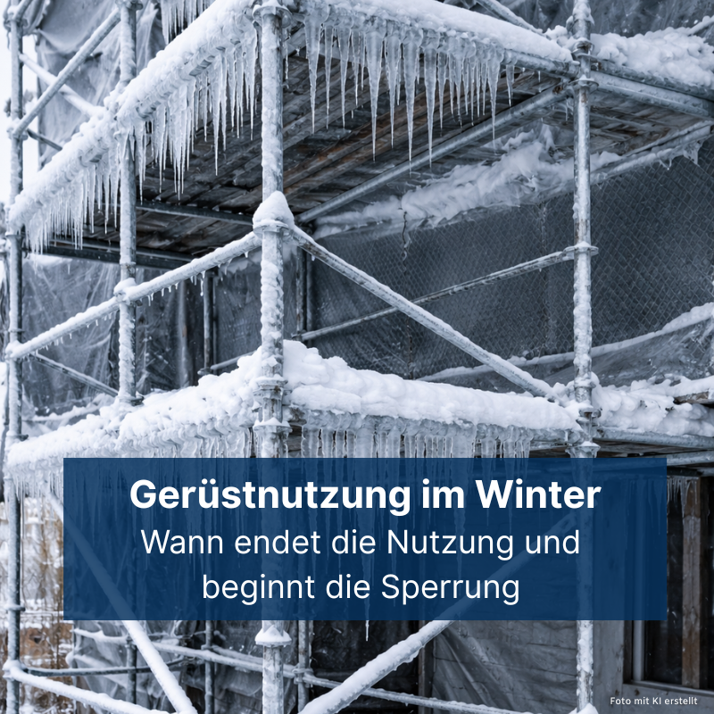 vereistes Gerüst: Gerüstnutzung im Winter. Wann endet die Nutzung und beginnt die Sperrung?