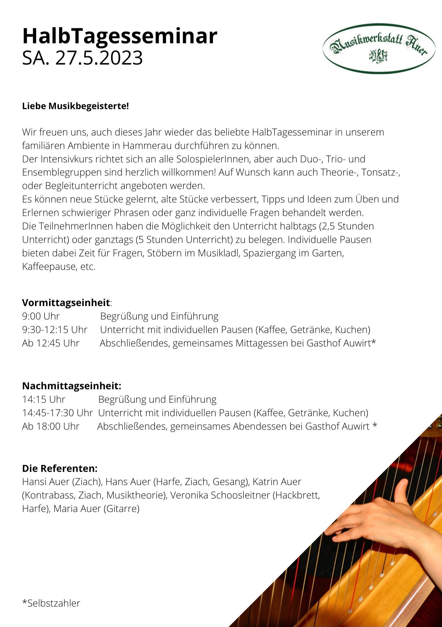HalbTagesseminar Musikwerkstatt Auer Musik Auer Seminar