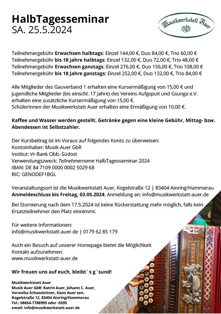 Ausschreibung als Bild Seite2 Ausschreibung HalbTagesseminar 2023 Musikwerkstatt Auer Musik Auer