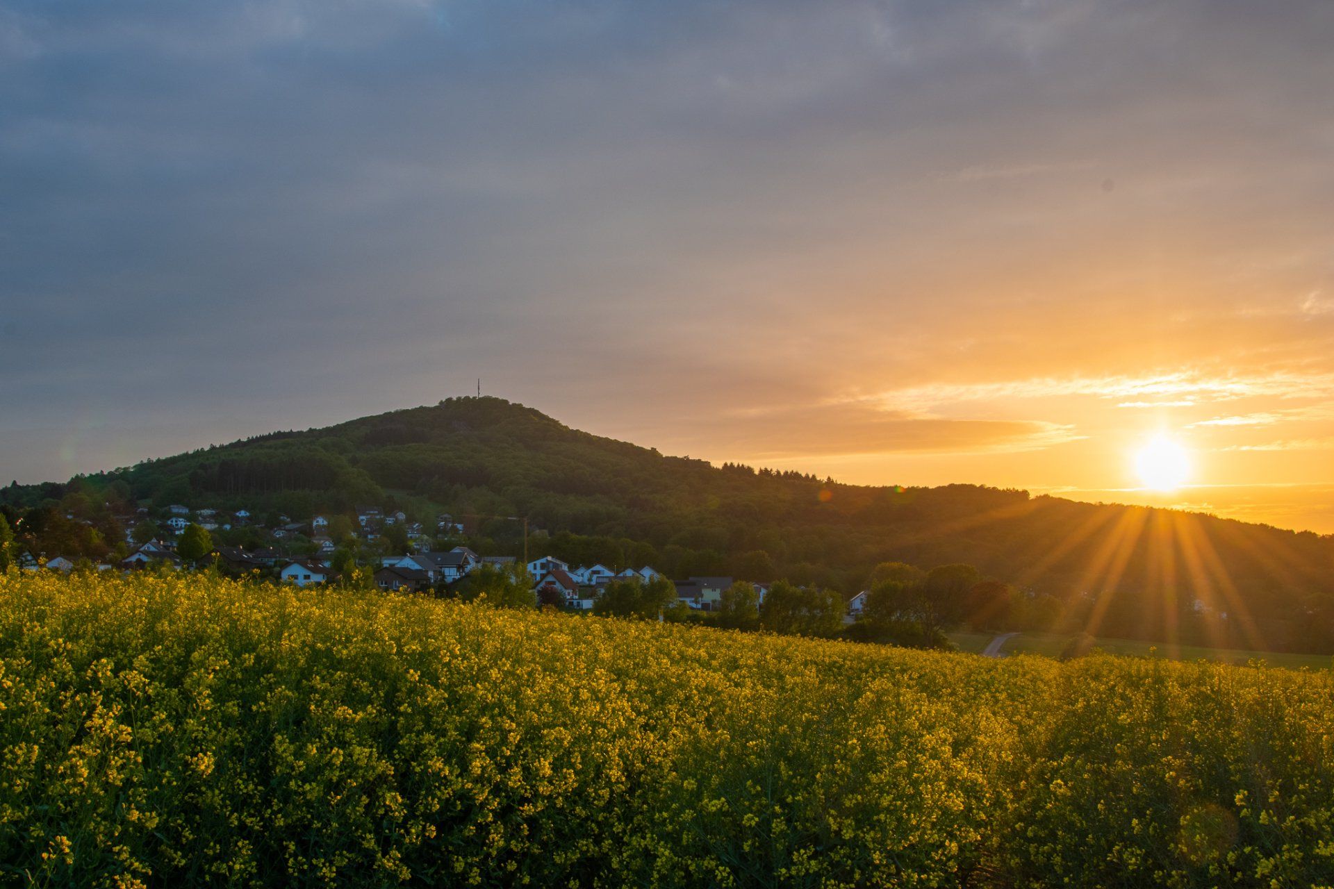 Sonnenuntergang beim Ölberg im Frühling