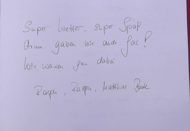 Gästebucheintrag QUADraTOUR 052013