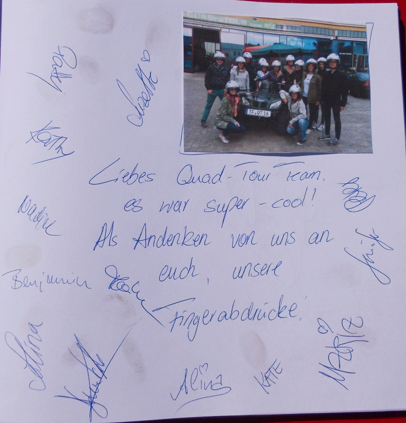 Gästebucheintrag QUADraTOUR 11072013