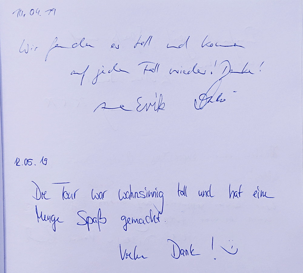 Gästebucheintrag QUADraTOUR 12052019