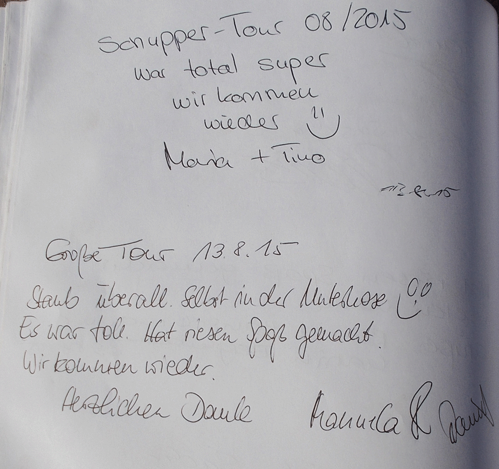Gästebucheintrag QUADraTOUR 13082015