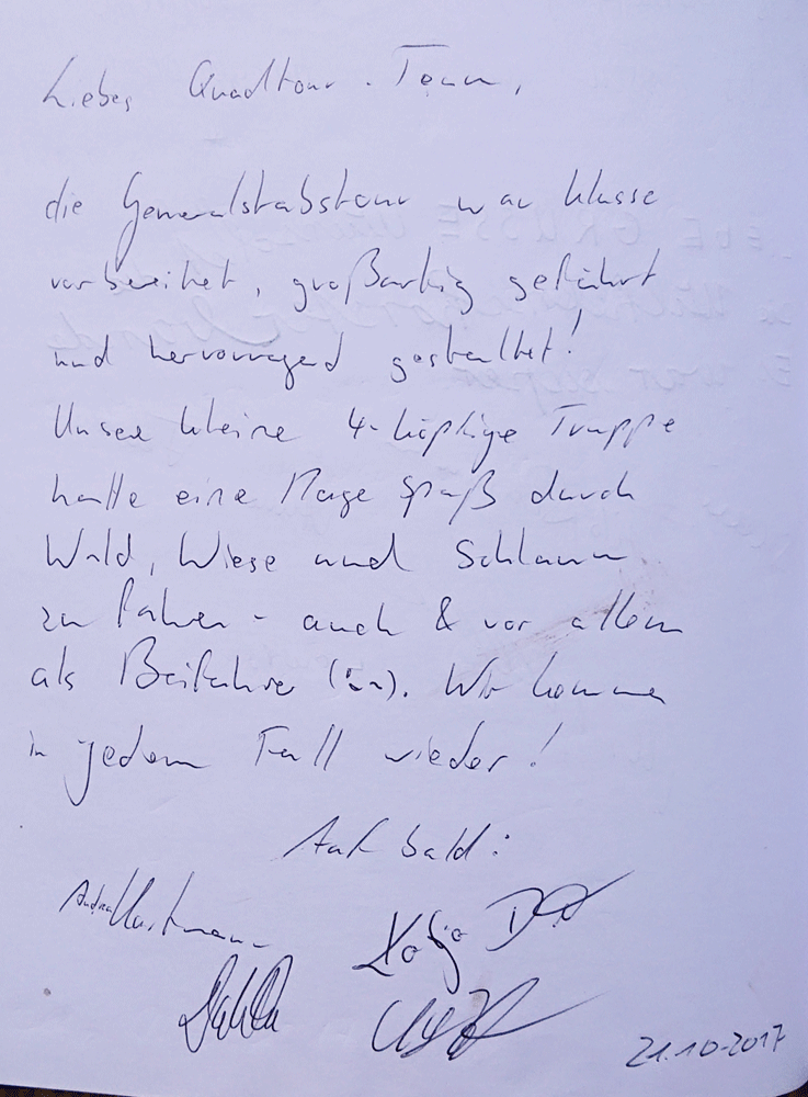 Gästebucheintrag QUADraTOUR 21102017