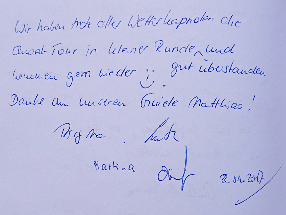 Gästebucheintrag QUADraTOUR 22042017