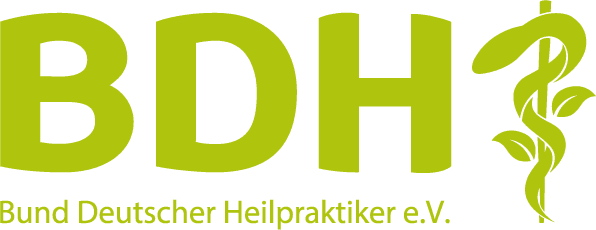 Bund deutscher Heilpraktiker Logo Bund deutscher Heilpraktiker, Schrift abgerundet, Asklepios-Stab