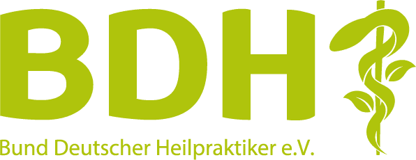 Logo Bund deutscher Heilpraktiker, Schrift abgerundet, Asklepios-Stab