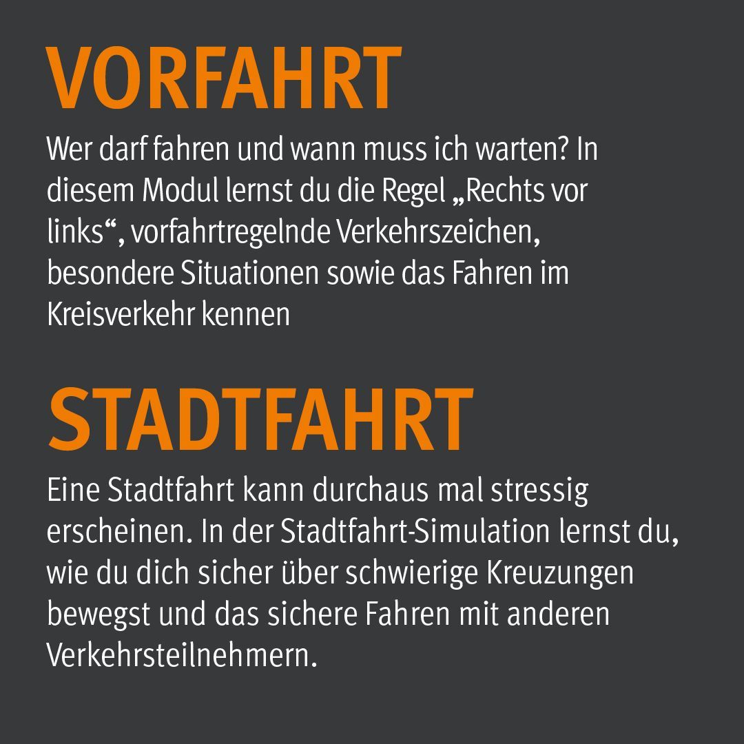 Vorfahrt und Stadtverkehr am Fahrsimulator in Nürnberg trainieren