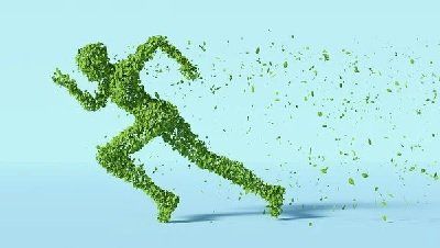 Ein startender Sprinter durch Blätter dargestellt, isst Insekten und profitiert vom Insektenprotein der Speiseinsekten.