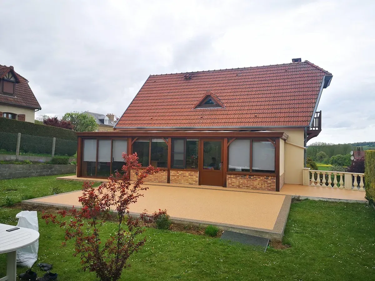 terrasse moquette de pierre Normandie
