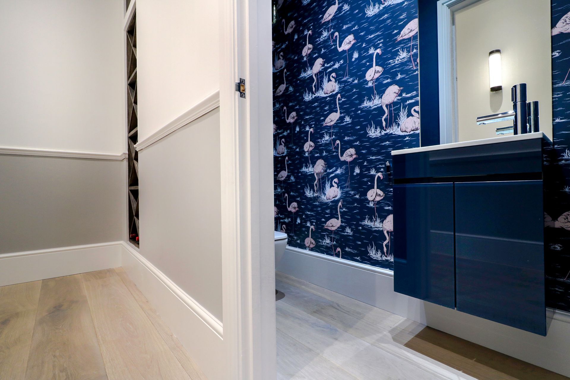 Flamingo wallpaper Design & Conker Interiors