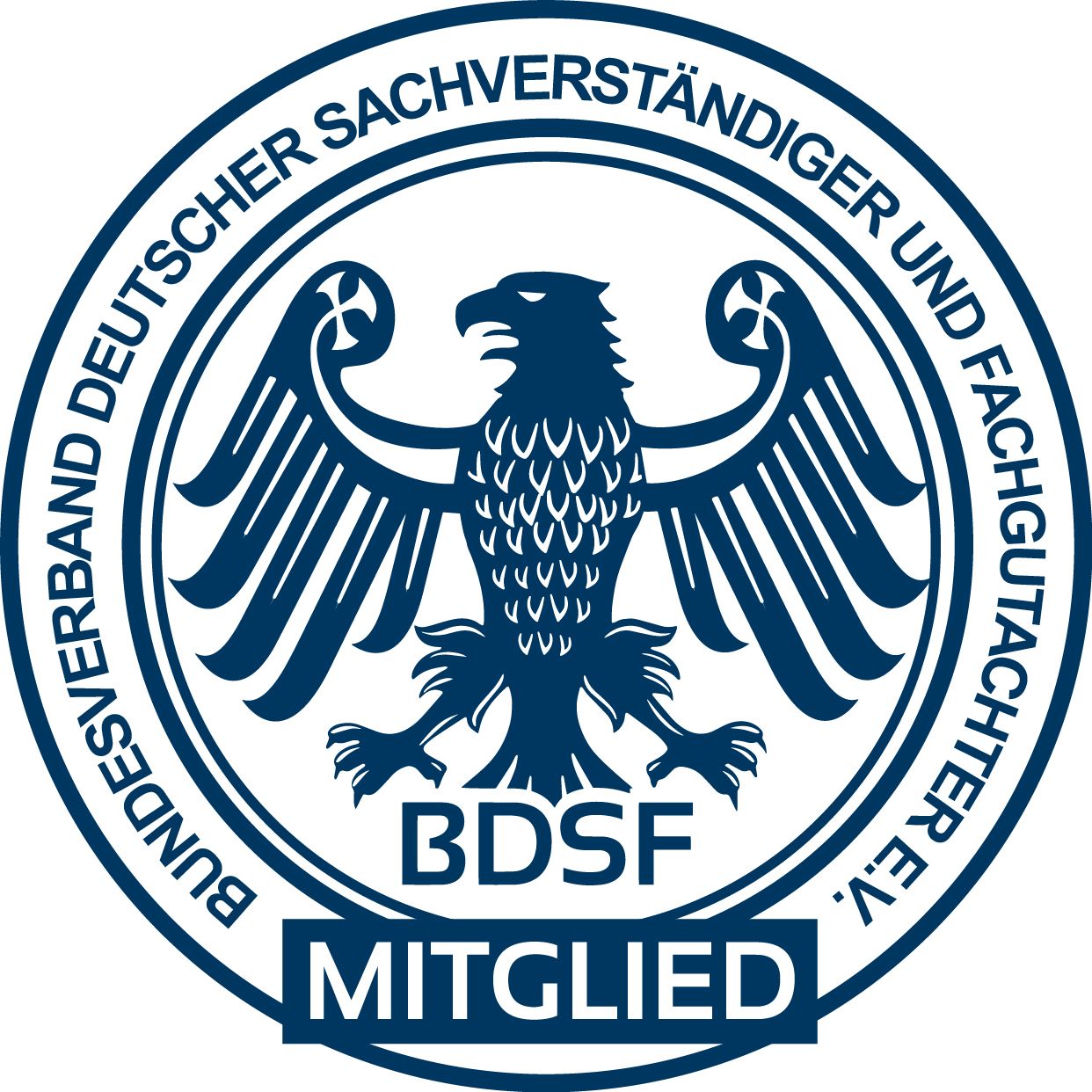 Mitglied im BDSF Stempel Abzeichen Mitglied im Bundesverband deutscher Sachverständiger und Fachgutachter