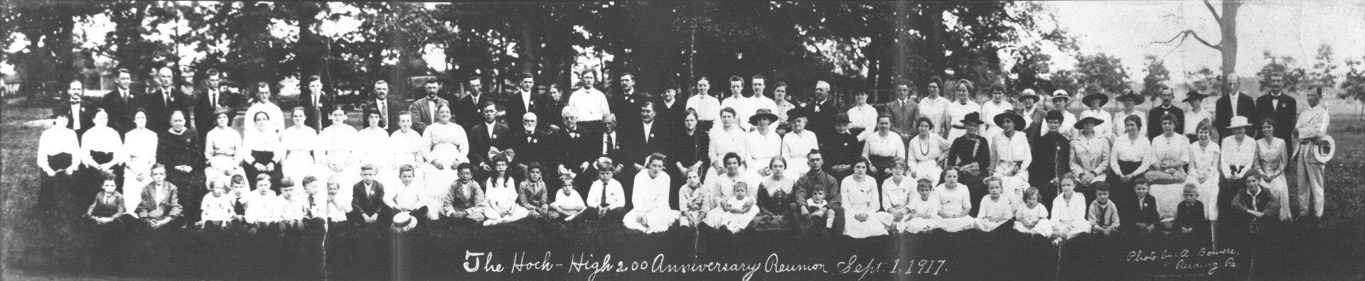 Group photo of Hoch and High families attending the 200th Anniversary Reunion on Septemeber 1, 1917