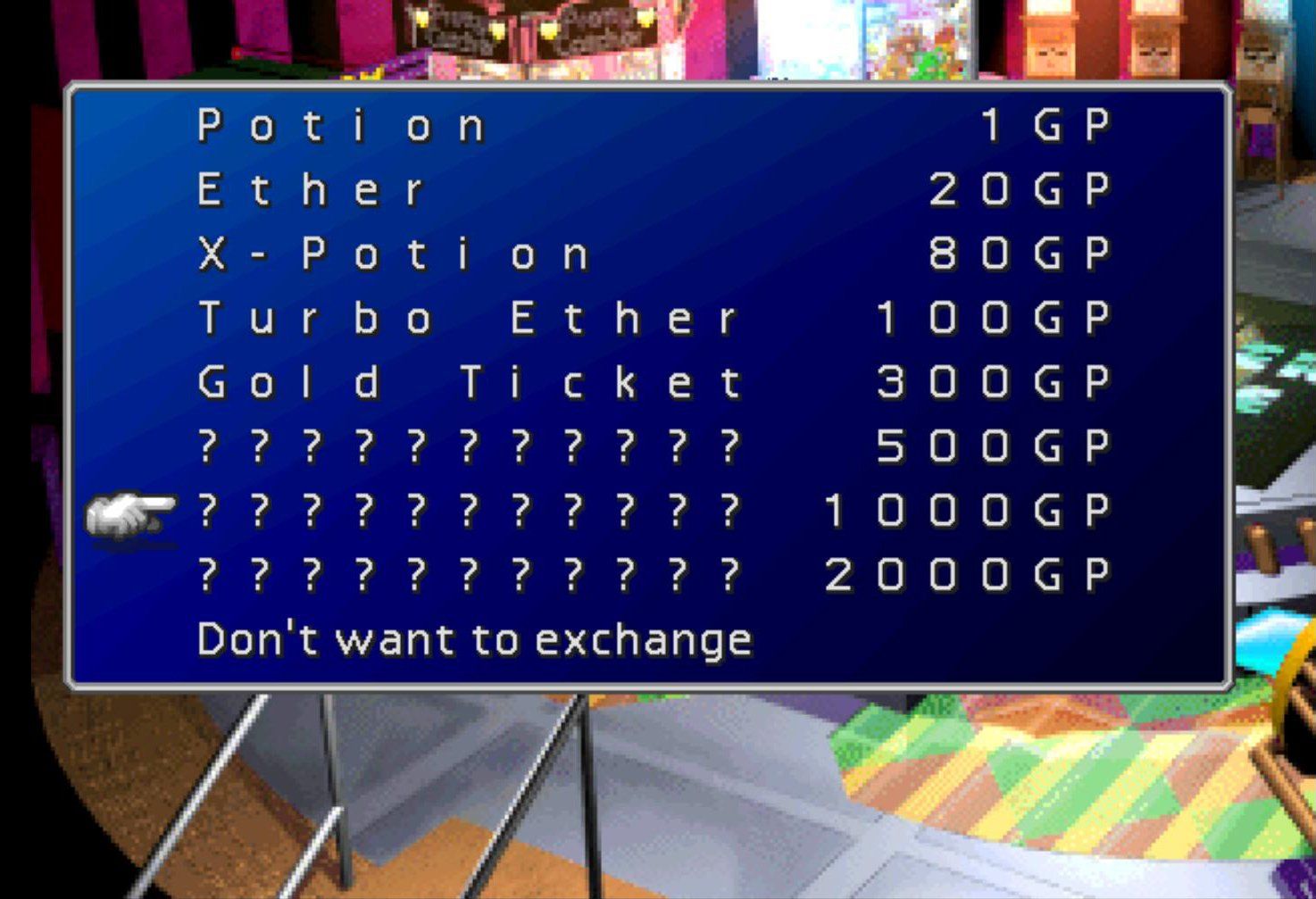 FF7 Gold Saucer Prizes