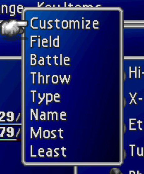 FF7 Item Sorting