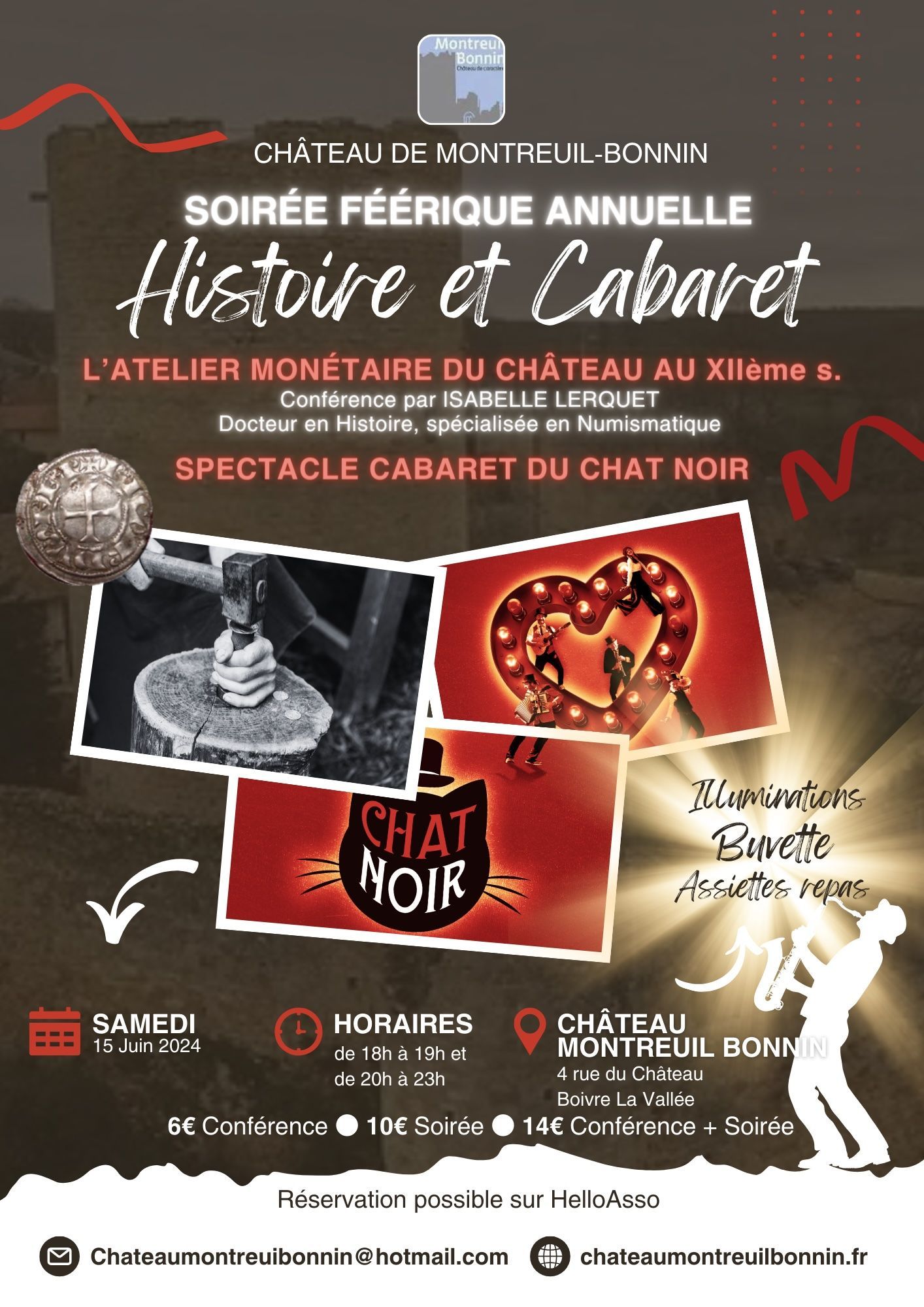 Concert cabaret chateau de Montreuil Bonnin conférence numismate atelier monétaire isabelle Lerquet 15 juin 2024