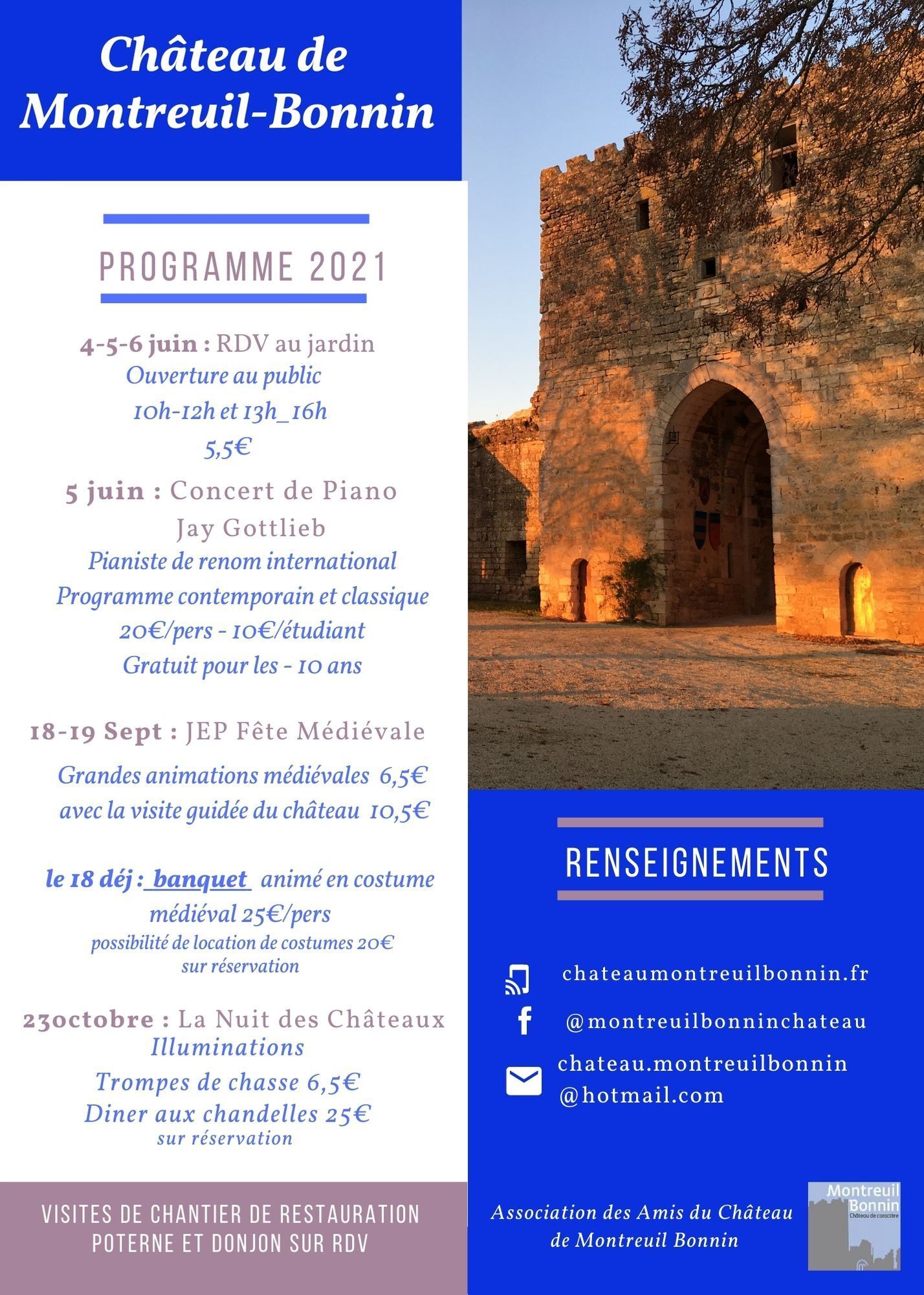 Animations culturelles et festives Château de Montreuil Bonnin