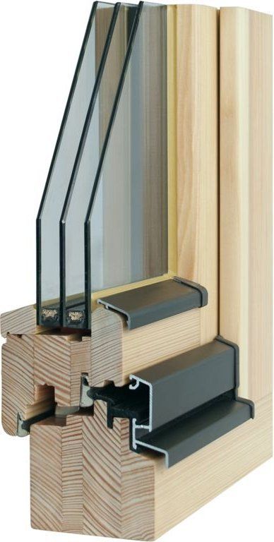 Standard - Holzfenster 80 mm mit 3-fach Wärmeschutzverglasung