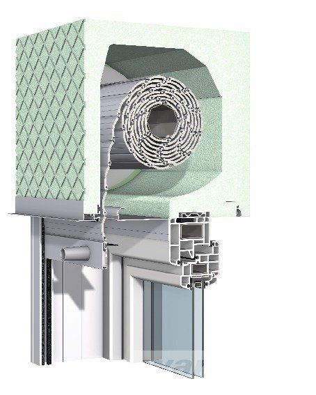 Neubau-Aufsetz-Rollladen, Revision außen, Mauerwerk, ohne Insektenschutz-Rollo Neubau-Aufsetz-Rollladen, Revision außen, Mauerwerk, ohne Insektenschutz-Rollo