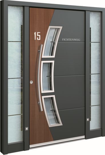 Innenansicht exklusive Haustür aus Aluminium mit Glasausschnitt