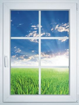 bild: Sprossenfenster mit farbigem Hintergrund