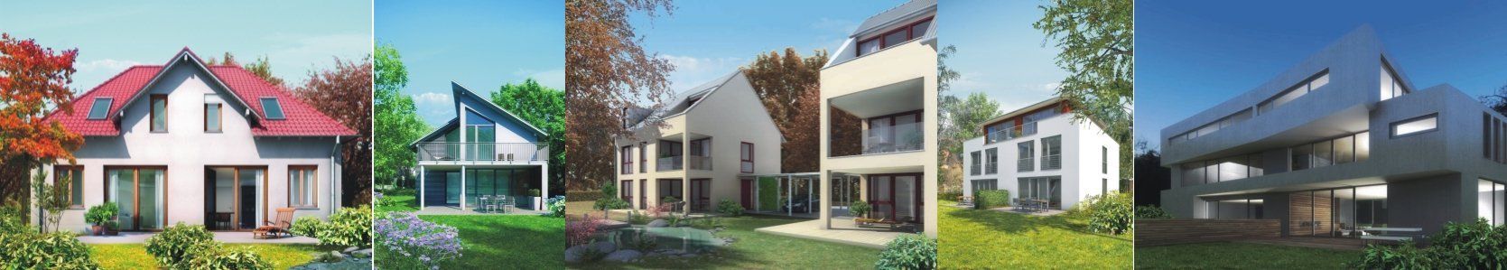 Bildergalerie von vier unterschiedlichen Gebäuden