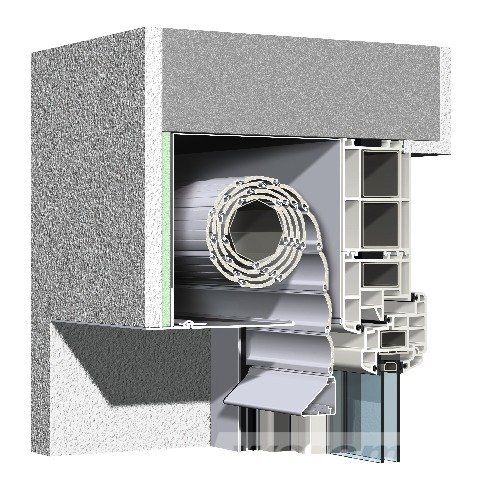 Vorbau-Rollladen Kastenquerschnitt, Putz Vorbau-Rollladen Kastenquerschnitt, Putz