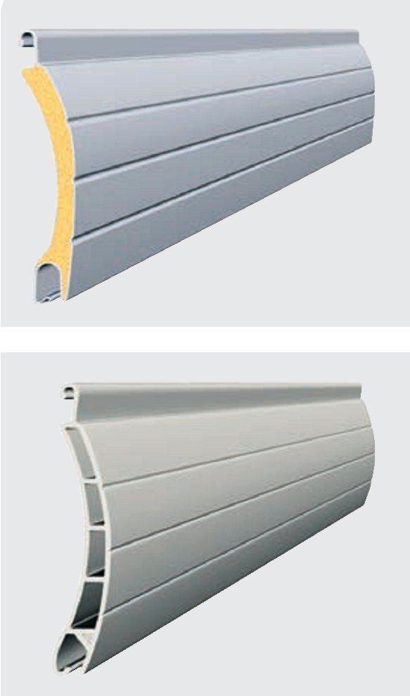 Rollladenlamellen aus Aluminium, ausgeschäumt und Kunststoff