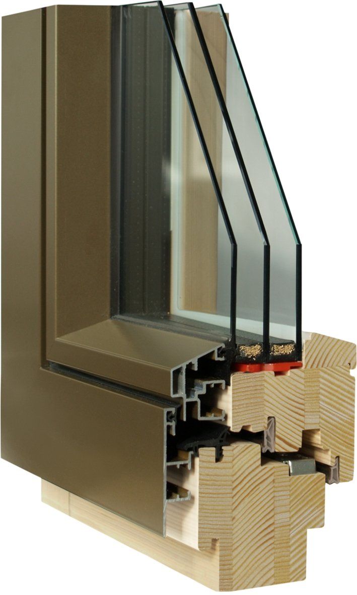 Profil Holz-Alu,  flächenbündig mit konisch zulaufenden Flügel Profil Holz-Alu,  flächenbündig mit konisch zulaufenden Flügel