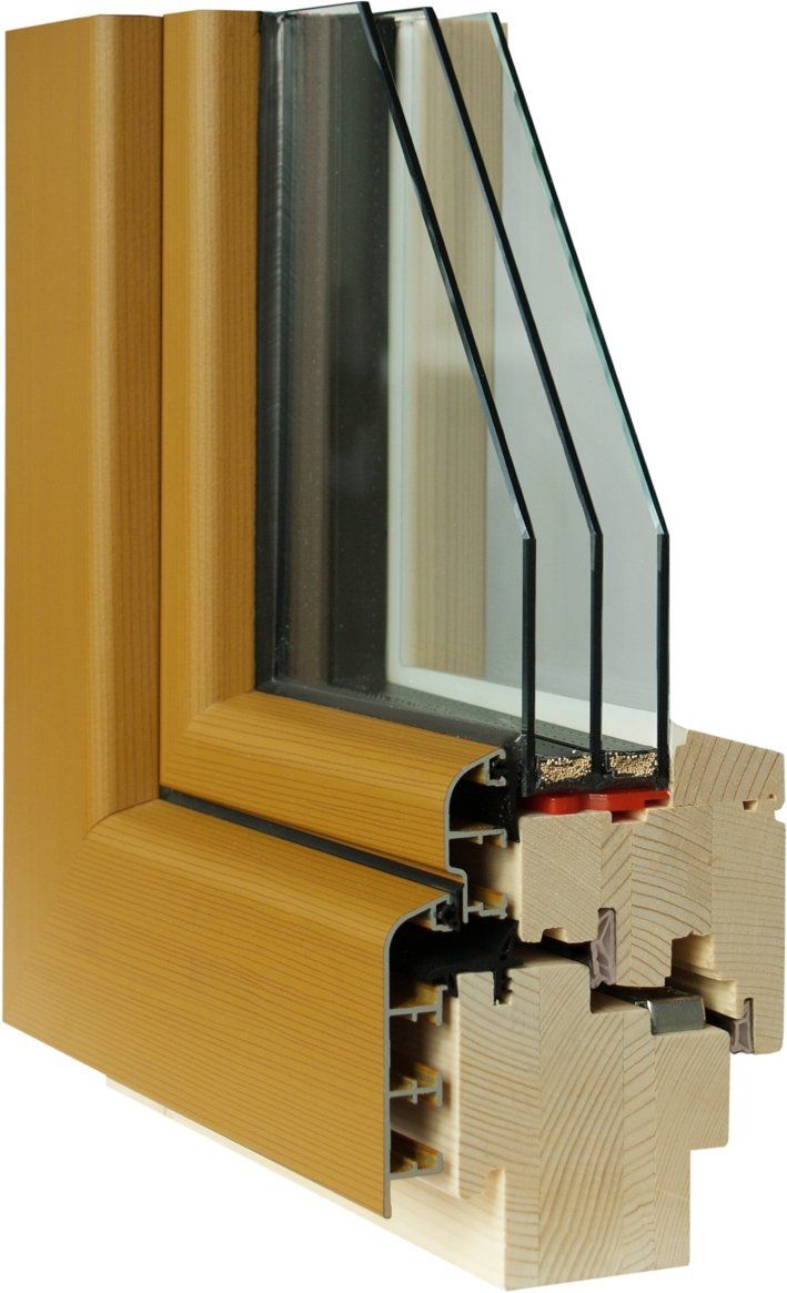 Profil Holz-Alu, flächenversetzt, Rahmen und Flügel rund Profil Holz-Alu, flächenversetzt, Rahmen und Flügel rund