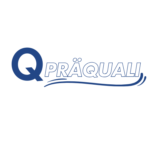 Logo für Präqualifizierung mit dunkelblauem Q und in großer Schrift die Abkürzung Präquali dahinter