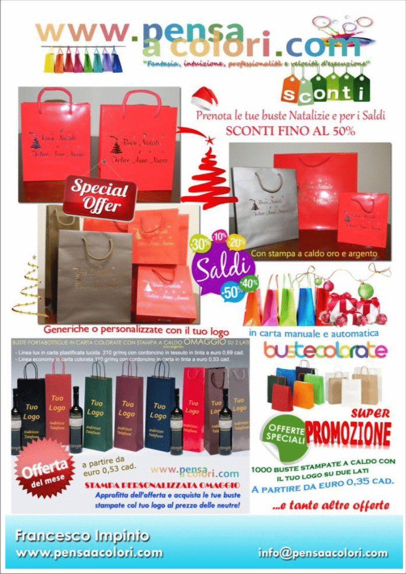 Pensa a colori pacaging per negozi bag
