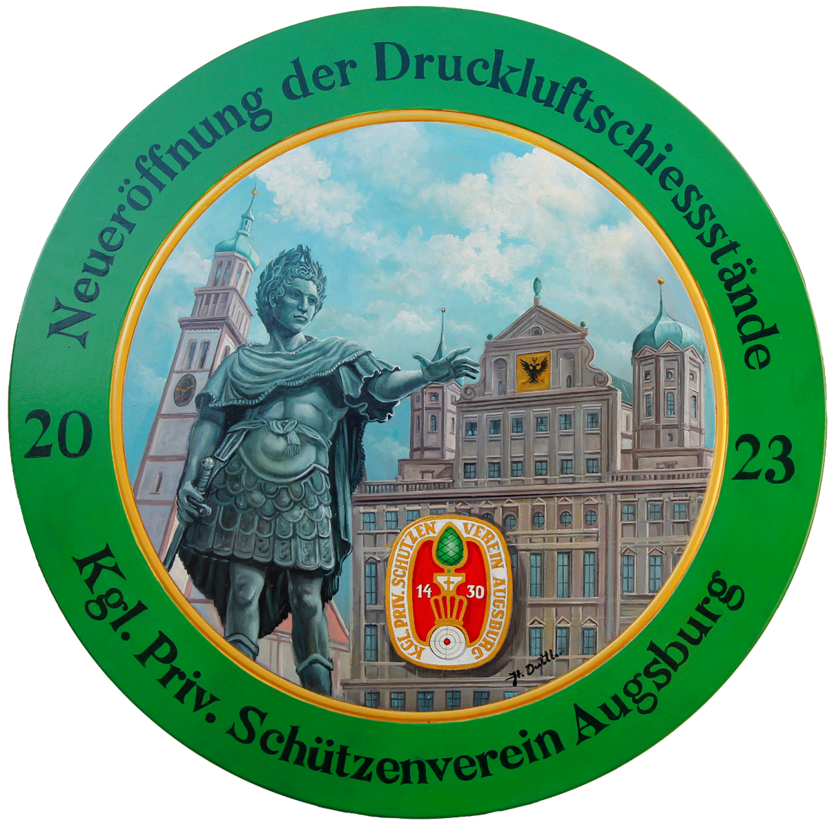 Schützentafel von 2023 mit Augsburgern Motiven