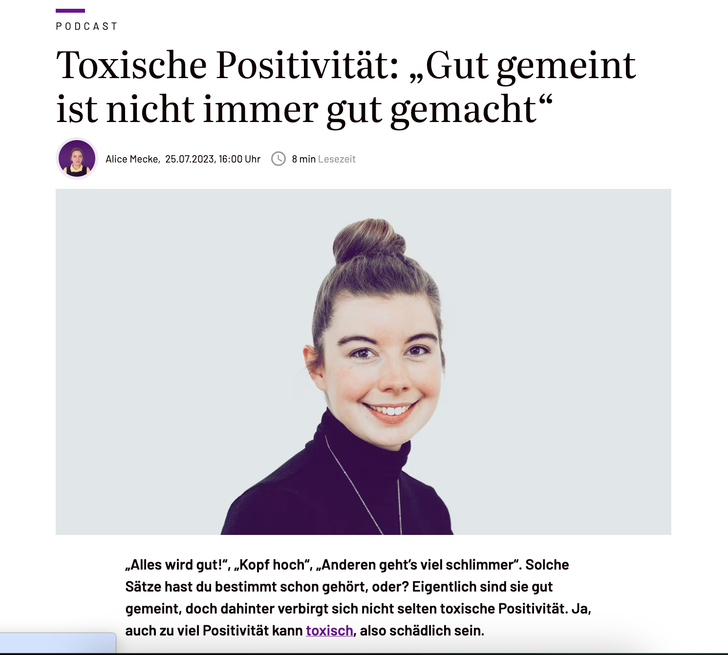 Ausschnitt des Artikels über Lisa Holtmeier auf dem Blog von Desired.