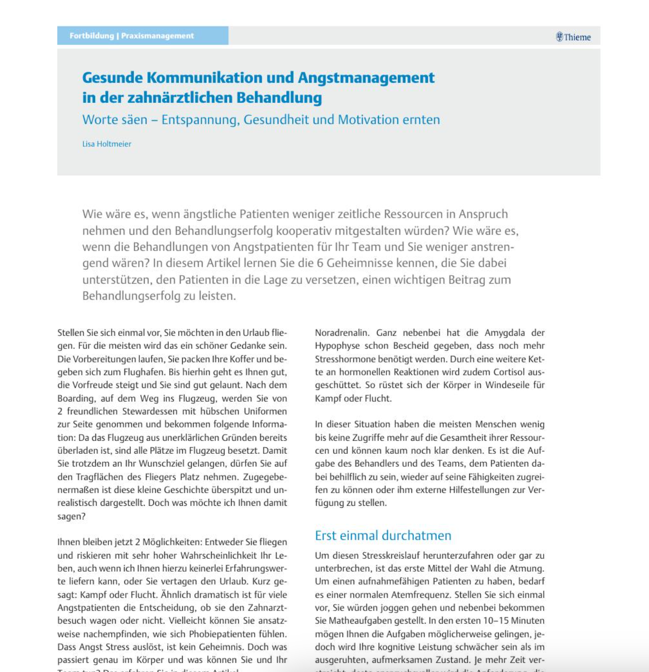 Foto des Artikelausschnitts von Lisa Holtmeier in der Zeitschrift