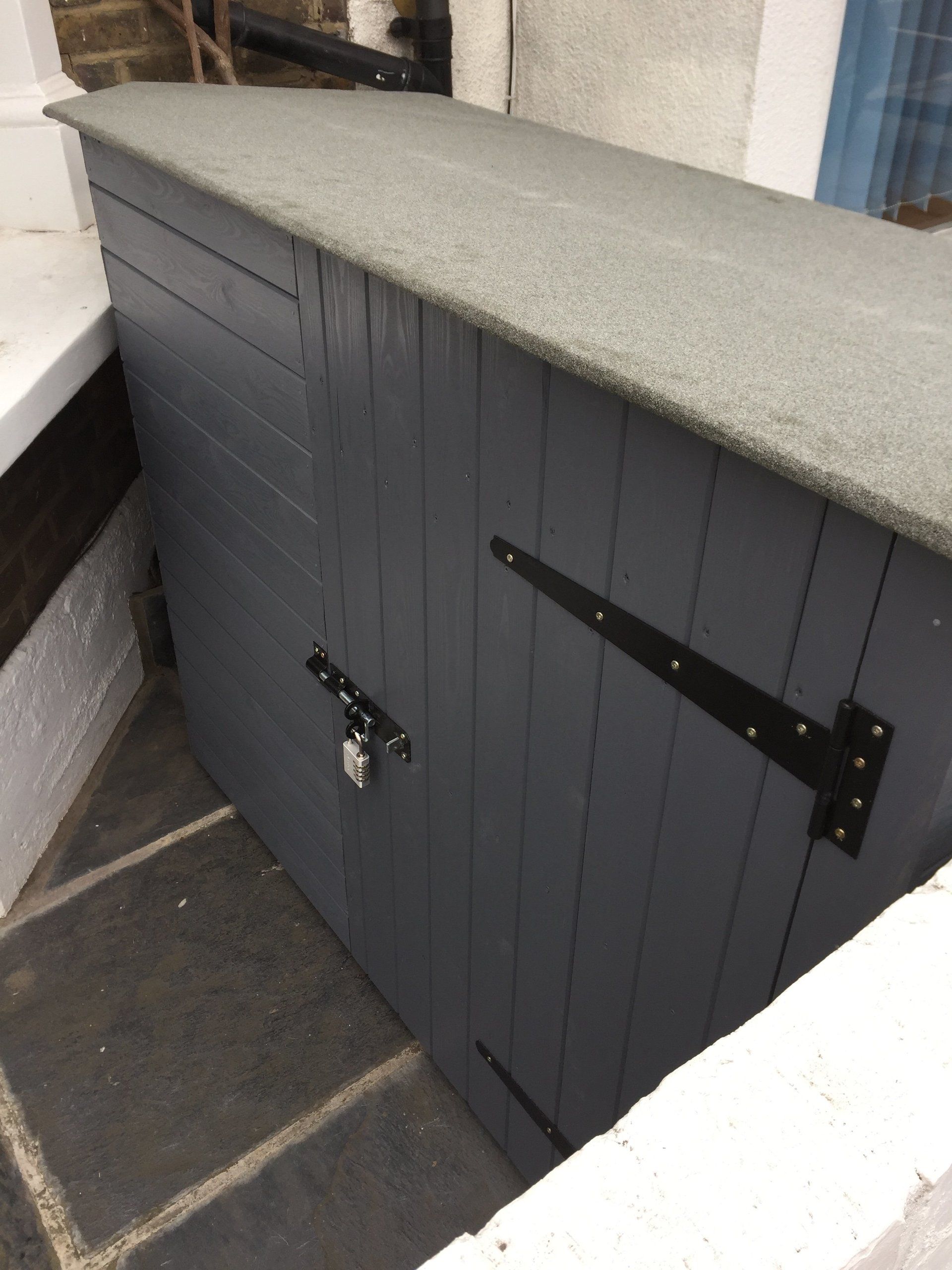 Grey bespoke outdoor storage shed