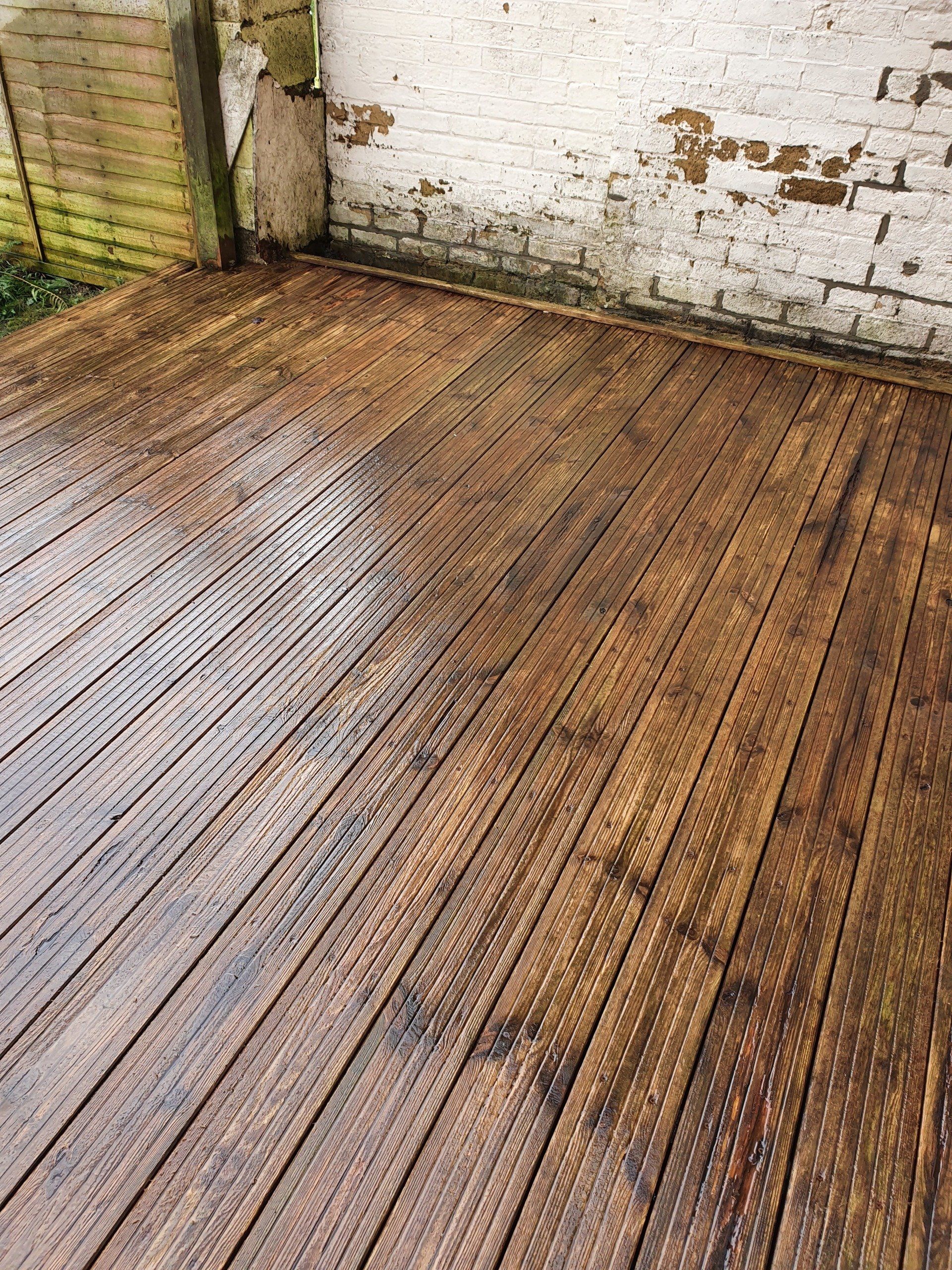 Jet washed decking