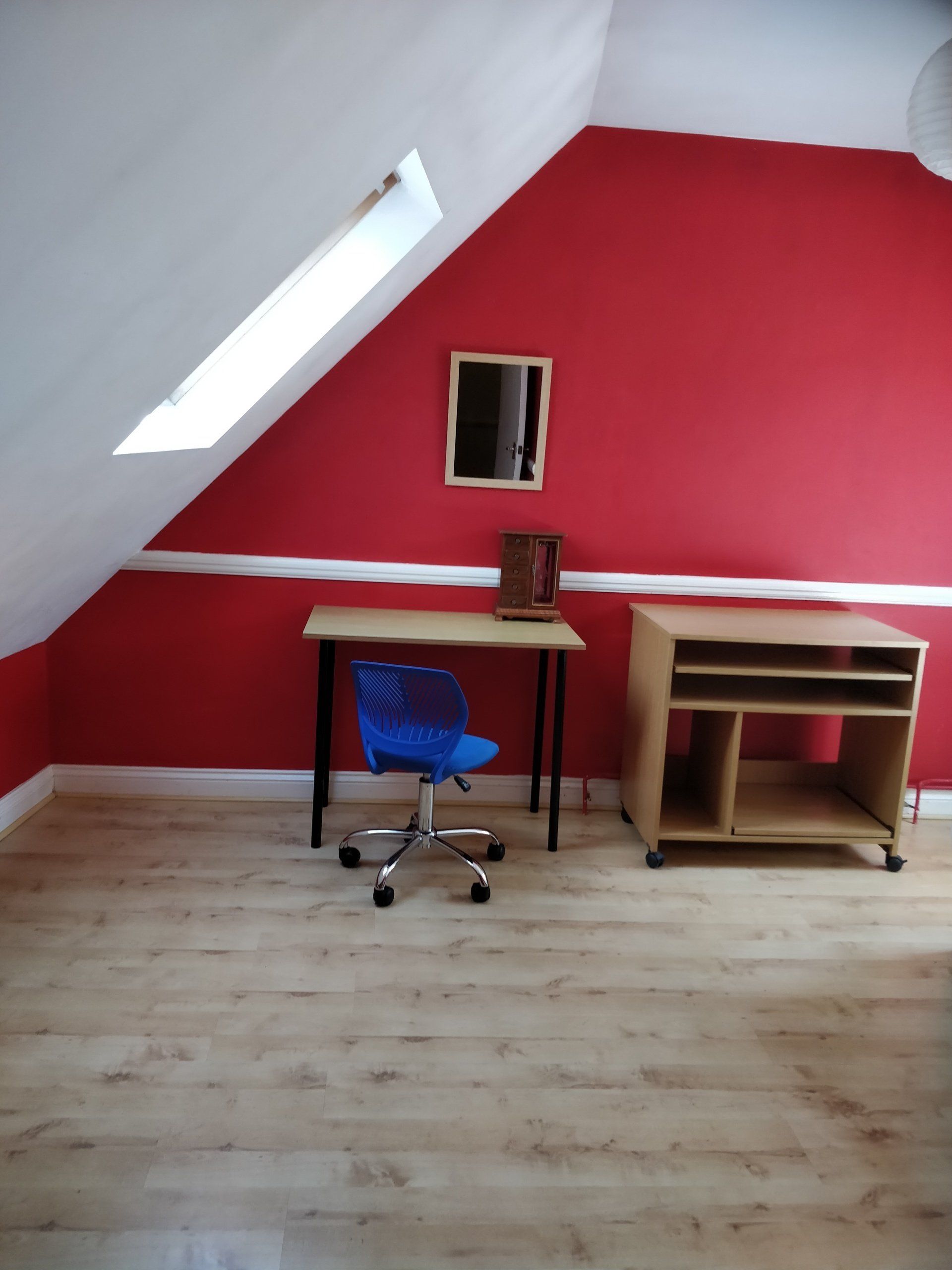 Red walls and white woodwork