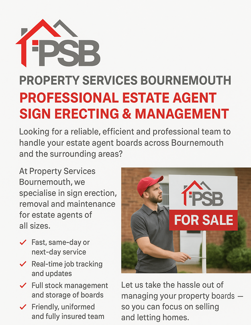 Property Services Bournemouth Estate Agent Board Erecting