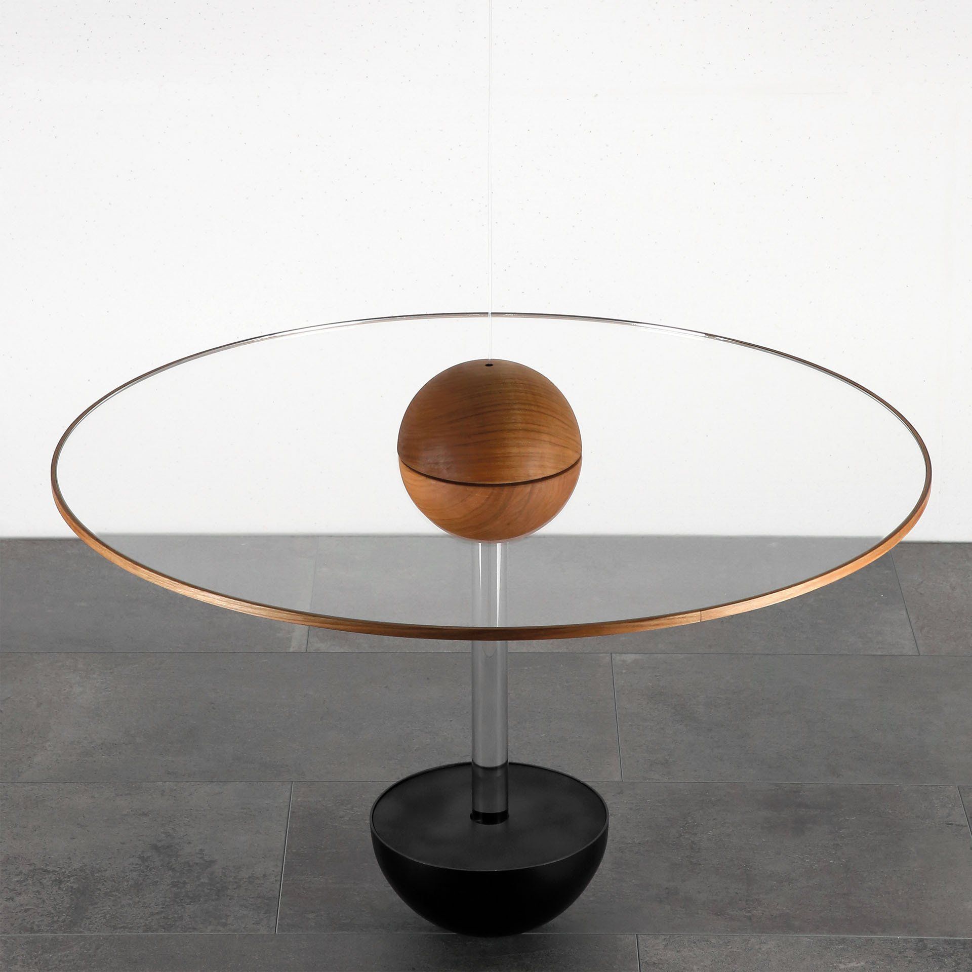 Coffee Table BalanceTable by objektN Design: acrylic glass, cherry wood, lacquered steel and aluminium