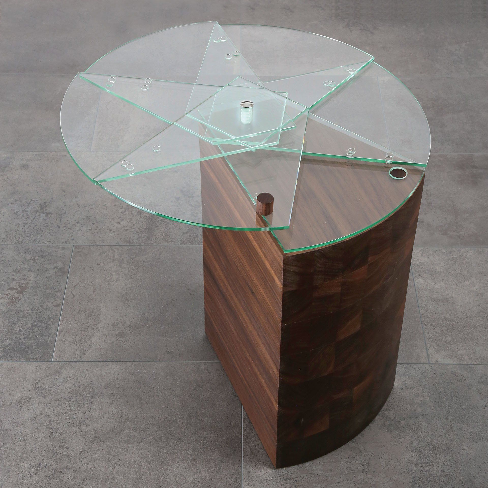 Side Table RisingStar by objektN Design: solid walnut wood and glass