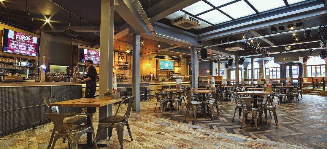 Industrial bar design Nottingham, reclaimed timber