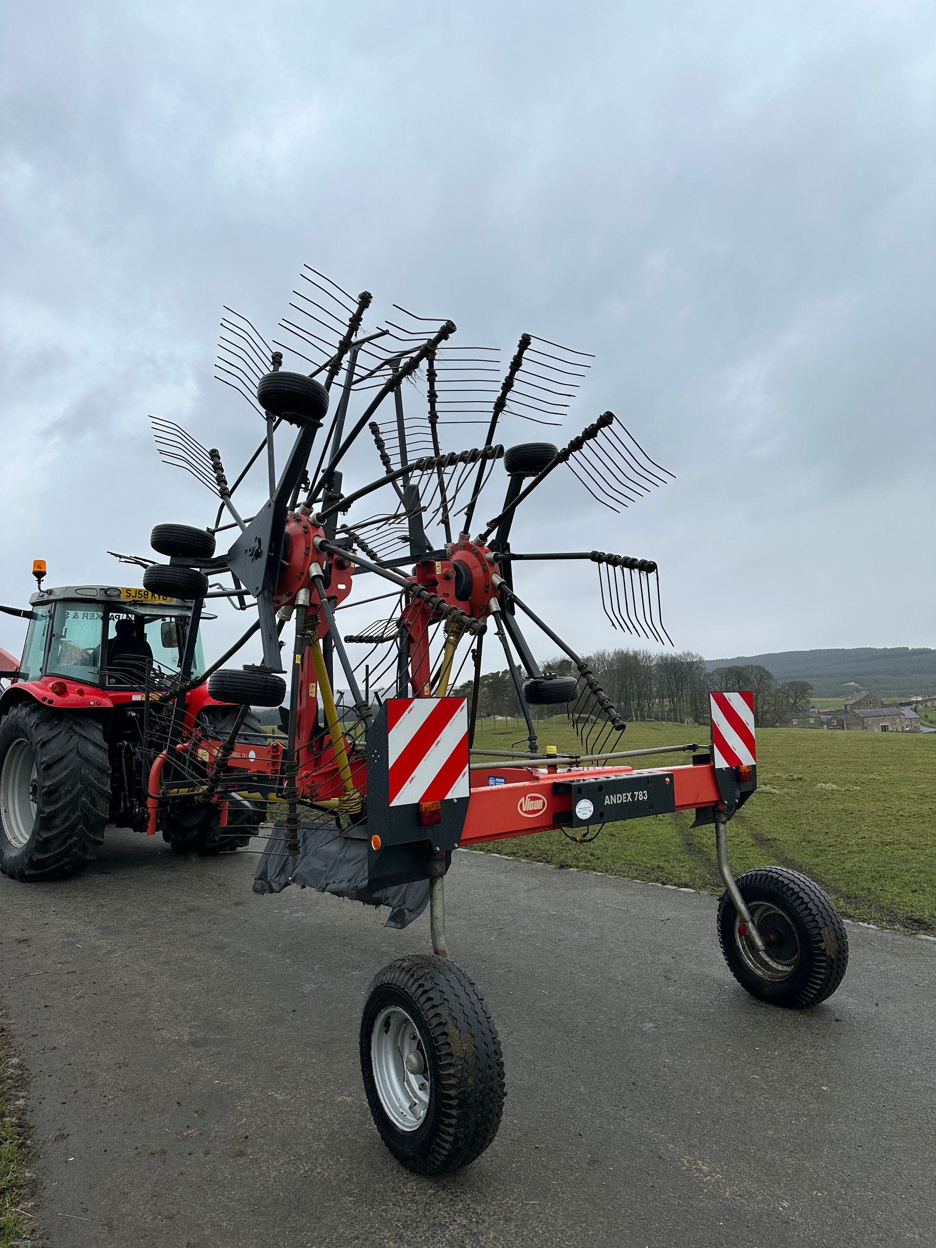 Vicon Andex 783 Twin Rotor Rake, Hydraulic, Tines, Width Adjustment, Lely, Krone, Kuhn, Claas, Vicon