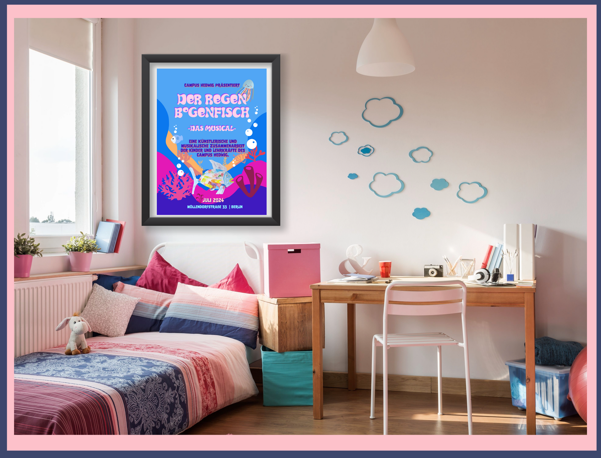 Plakat Regenbogenfisch Merchdesign, JRK Kreativstudio Berlin, JRK Studios Berlin, Print Medien, Grafikdesign, Marketing, Webdesign, Social Media Solutions, Content Creation