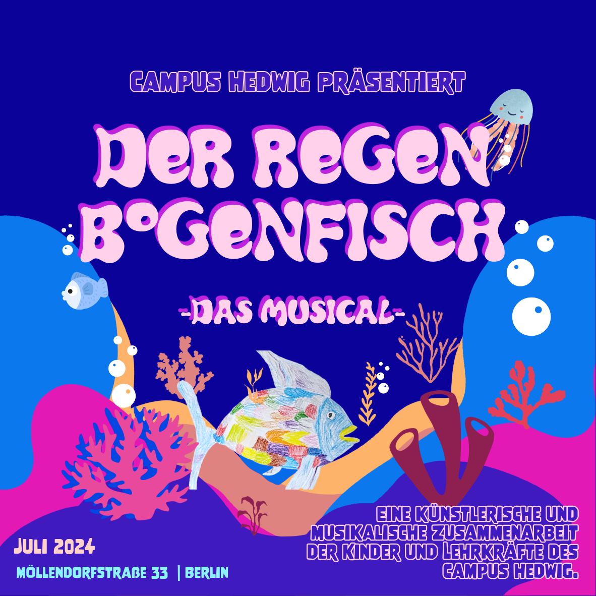 Plakat Regenbogenfisch Merchdesign, JRK Kreativstudio Berlin, JRK Studios Berlin, Print Medien, Grafikdesign, Marketing, Webdesign, Social Media Solutions, Content Creation