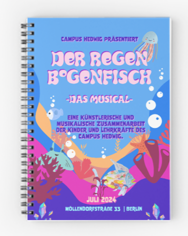 Notebook Regenbogenfisch Merchdesign, JRK Kreativstudio Berlin, JRK Studios Berlin, Print Medien, Grafikdesign, Marketing, Webdesign, Social Media Solutions, Content Creation