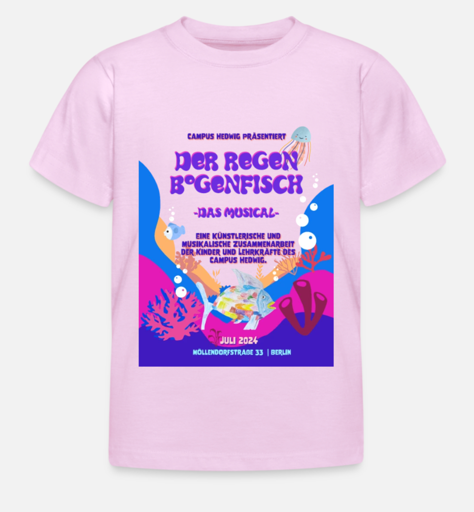 T-shirt Regenbogenfisch Merchdesign, JRK Kreativstudio Berlin, JRK Studios Berlin, Print Medien, Grafikdesign, Marketing, Webdesign, Social Media Solutions, Content Creation