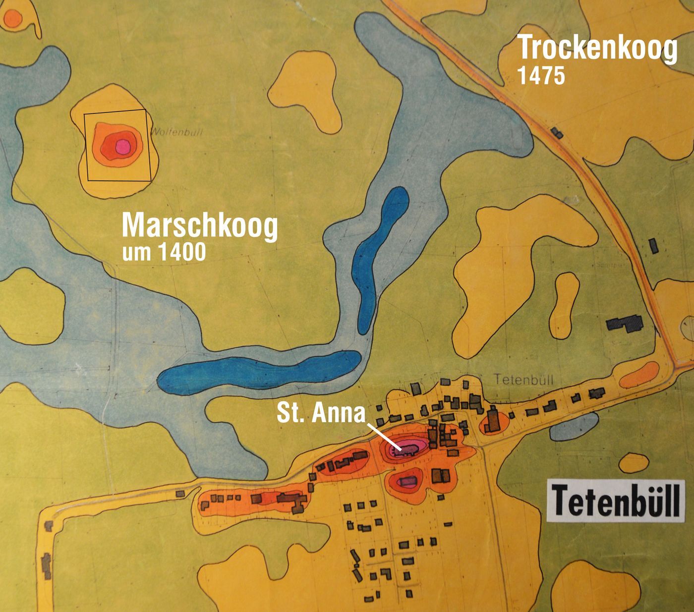 Höhenschichtkarte zeigt historischen Prielverlauf im nördlichen Marschkoog.